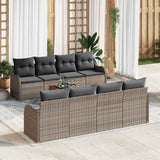 Garden Sofa Set with Cushion 9 pcs Grey Poly Rattan