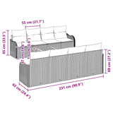 Garden Sofa Set 9 pcs Grey Poly rattan - Low Angle