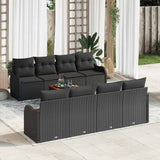 Garden Sofa Set with Cushion 9 pcs Black Poly Rattan