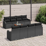 Garden Sofa Set with Cushion 9 pcs Black Poly Rattan