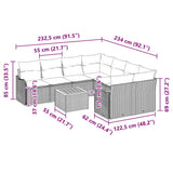 Garden Sofa Set with Cushion 9 pcs Black Poly Rattan