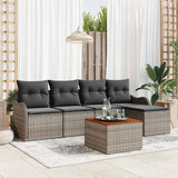 Garden Sofa Set with Cushion 6 pcs Grey Poly Rattan