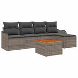 Garden Sofa Set 6 pcs Grey Poly rattan - Front View