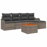 Garden Sofa Set with Cushion 6 pcs Grey Poly Rattan - Front View