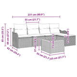 Garden Sofa Set 6 pcs Grey Poly rattan - Extra Image