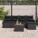Garden Sofa Set 6 pcs Black Poly Rattan