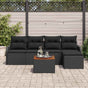 Garden Sofa Set 6 pcs Black Poly Rattan