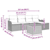Garden Sofa Set with Cushion 6 pcs Black Poly Rattan