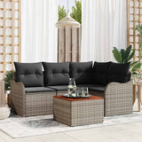 Garden Sofa Set with Cushion 5 pcs Grey Poly Rattan