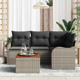 Garden Sofa Set with Cushion 5 pcs Grey Poly Rattan