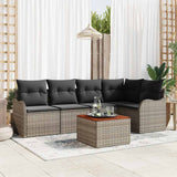 Garden Sofa Set 6 pcs Grey Poly Rattan