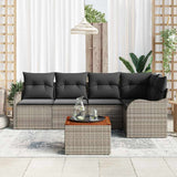Garden Sofa Set 6 pcs Grey Poly Rattan