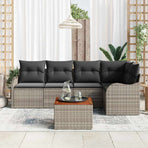 Garden Sofa Set 6 pcs Grey Poly Rattan