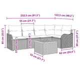 Garden Sofa Set 6 pcs Grey Poly Rattan