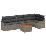 Garden Sofa Set 7 pcs Grey Poly rattan - Front View