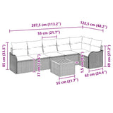 Garden Sofa Set with Cushion 7 pcs Grey Poly Rattan