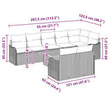 Garden Sofa Set 9 pcs Grey Poly rattan - Extra Image