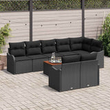 Garden Sofa Set 9 pcs Black Poly rattan - Side View
