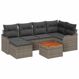 Garden Sofa Set 7 pcs Grey Poly rattan - Front View