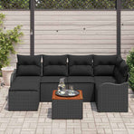 Garden Sofa Set 7 pcs Black Poly Rattan