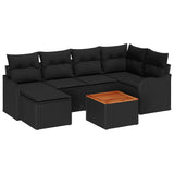 Garden Sofa Set 7 pcs Black Poly rattan - Front View