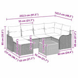 Garden Sofa Set with Cushion 7 pcs Black Poly Rattan