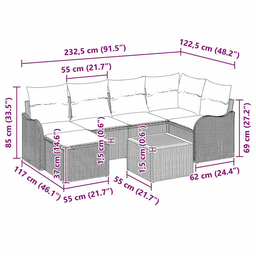 Garden Sofa Set 7 pcs Black Poly Rattan