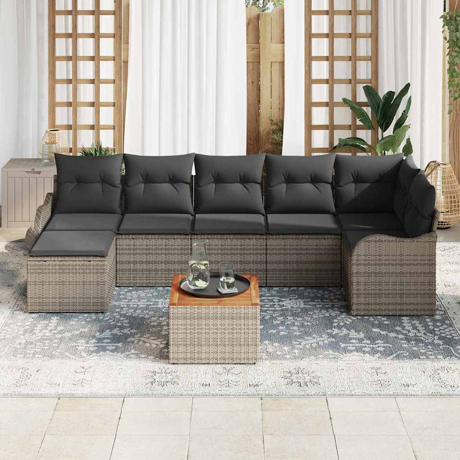 Garden Sofa Set 8 pcs Grey Poly Rattan