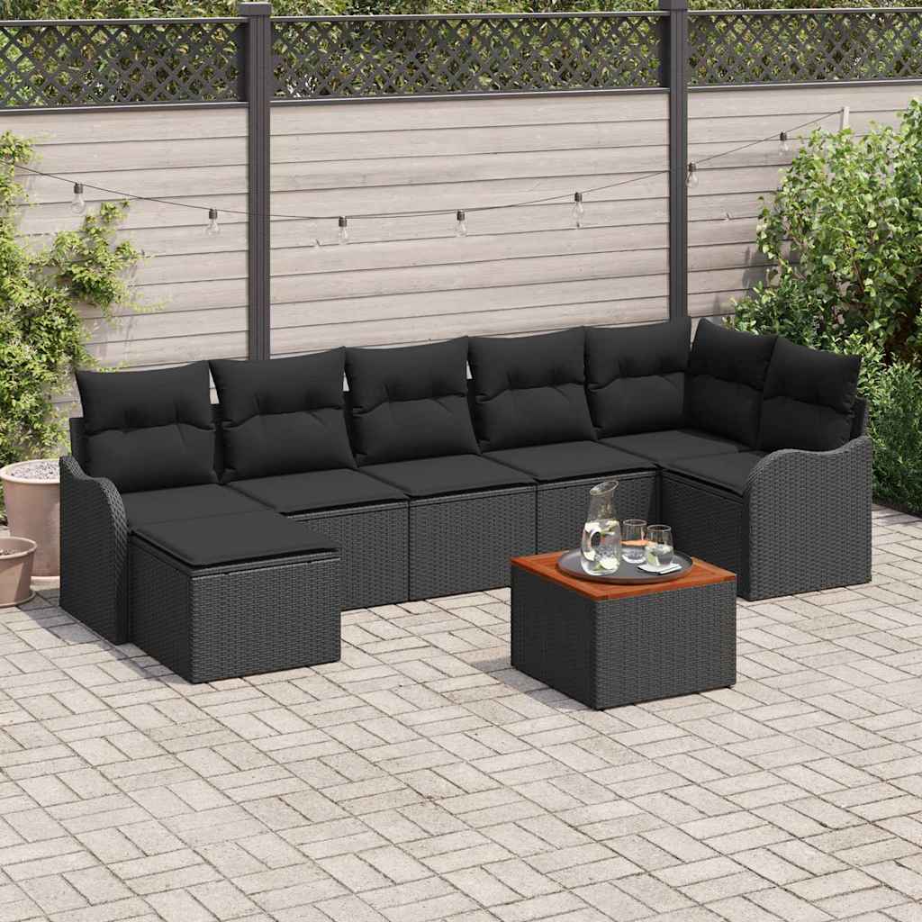 Garden Sofa Set 8 pcs Black Poly Rattan