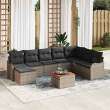 Garden Sofa Set with Cushion 9 pcs Grey Poly Rattan