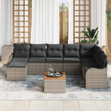 Garden Sofa Set with Cushion 9 pcs Grey Poly Rattan