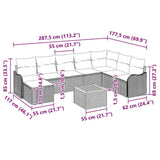 Garden Sofa Set with Cushion 9 pcs Grey Poly Rattan