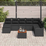 Garden Sofa Set with Cushion 9 pcs Black Poly Rattan