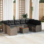 Garden Sofa Set 10 pcs Grey Poly Rattan