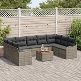 Garden Sofa Set with Cushion 10 pcs Grey Poly Rattan
