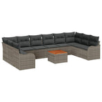 Garden Sofa Set 10 pcs Grey Poly Rattan