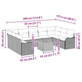 Garden Sofa Set with Cushion 10 pcs Grey Poly Rattan - Extra Image
