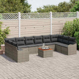 Garden Sofa Set with Cushion 11 pcs Grey Poly Rattan