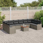 Garden Sofa Set 11 pcs Grey Poly Rattan