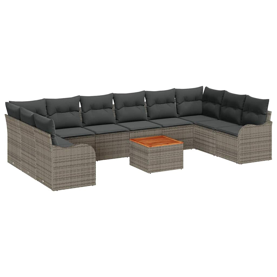 Garden Sofa Set 11 pcs Grey Poly Rattan