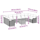 Garden Sofa Set with Cushion 11 pcs Black Poly Rattan