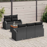 Garden Sofa Set 6 pcs Black Poly rattan - Side View