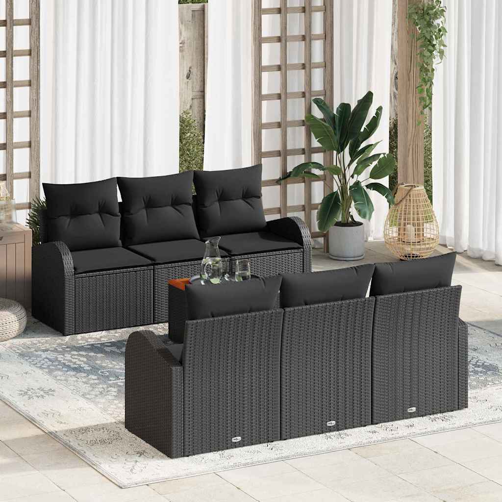 Garden Sofa Set 7 pcs Black Poly Rattan