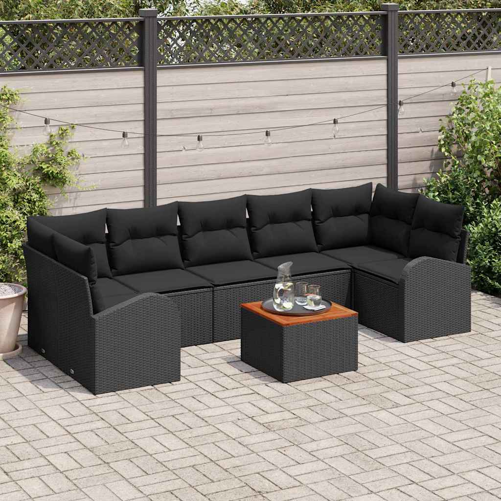 Garden Sofa Set 8 pcs Black Poly Rattan