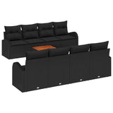 Garden Sofa Set 9 pcs Black Poly rattan - Front View