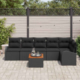 Garden Sofa Set with Cushion 7 pcs Black Poly Rattan