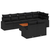 Garden Sofa Set with Cushion 9 pcs Black Poly Rattan