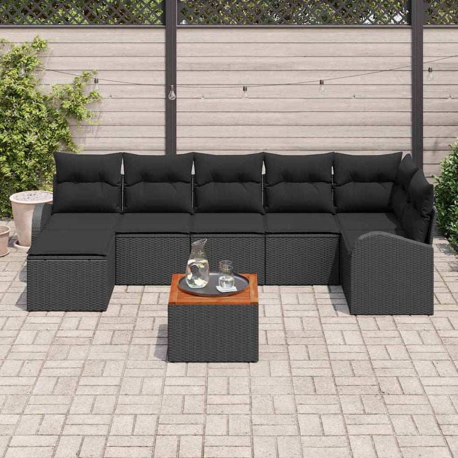 Garden Sofa Set 8 pcs Black Poly Rattan