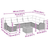 Garden Sofa Set with Cushion 9 pcs Black Poly Rattan