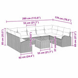 Garden Sofa Set with Cushion 10 pcs Black Poly Rattan